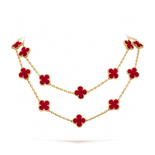 [Kismet Jewels ]CLOVER 20 MOTIFS CARNELIAN NECKLACE