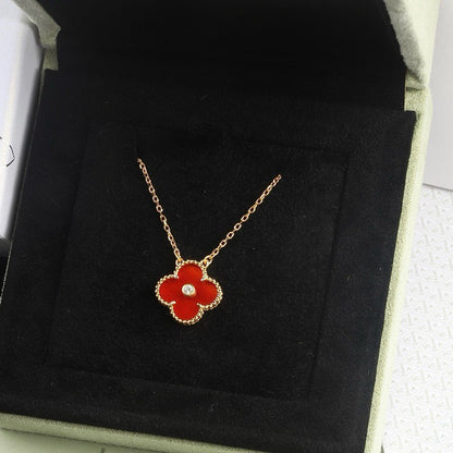 [Kismet Jewels ]CLOVER 15MM DIAMOND CARNELIAN NECKLACE
